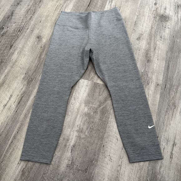NIKE Dri-Fit Training Mid-Rise Cropped Leggings Women Medium DD0247 Gray Heather - Picture 6 of 7